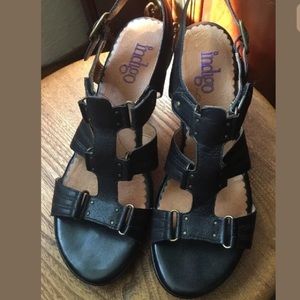 Indigo by Clarks Black Wedge Women's Sandals